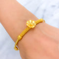 Bright Open Lotus 22k Gold Bangle Bracelet