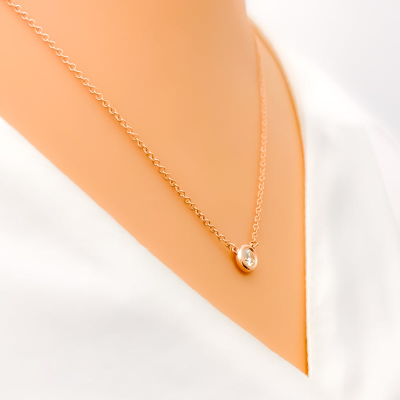Dainty Rose Gold Diamond 14k Gold Necklace