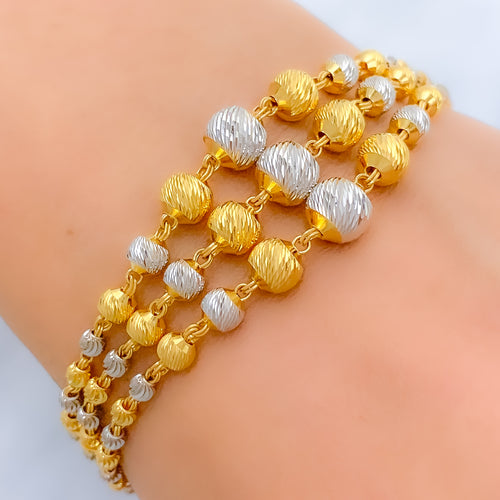 Dressy Three-Row Wave 22k Gold Bracelet