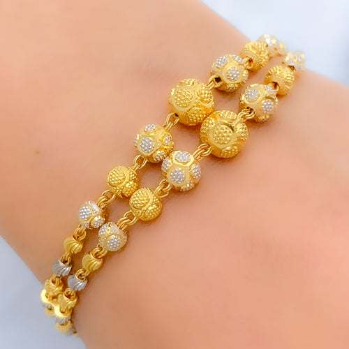 Dazzling Two-String 22k Gold Bracelet