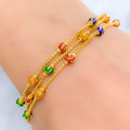 Festive Three-Chain 22k Gold Enamel Bracelet