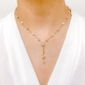 Pearl & CZ Tassel Necklace