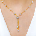 Pearl & CZ Tassel Necklace