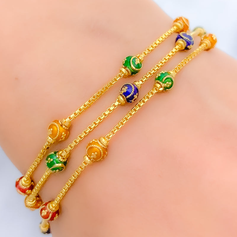 Traditional Decorative 22k Gold Meenakari Bracelet