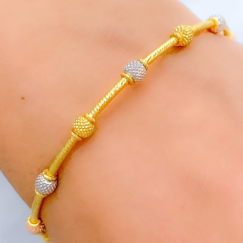 Dainty Alternating Orb Bangle Bracelet