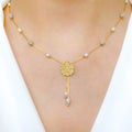 Charming CZ Studded Flower Necklace