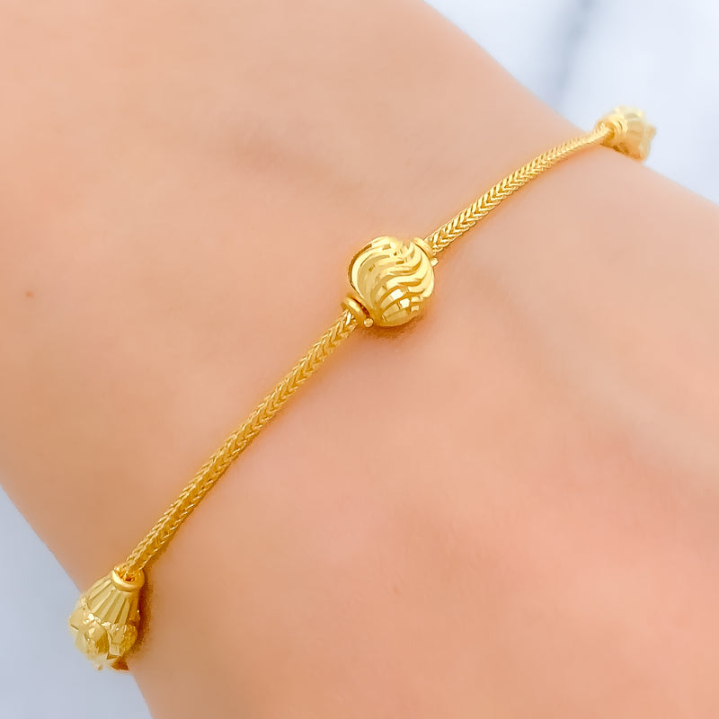 Radiant High Finish Bead 22k Gold Bracelet