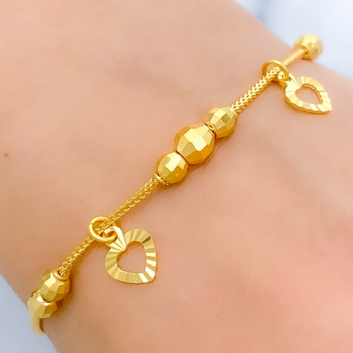 Modern Shimmering Heart Charm Bracelet