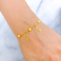 Delicate Fancy Leaf Charm 22k Gold Bracelet