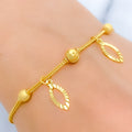 Delicate Fancy Leaf Charm 22k Gold Bracelet