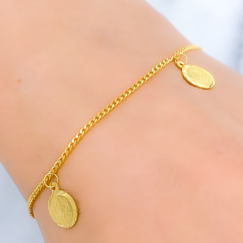 Evergreen Floral Coin 22k Gold Bracelet