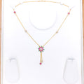 Sparkling CZ Petals Hanging 22k Gold Necklace