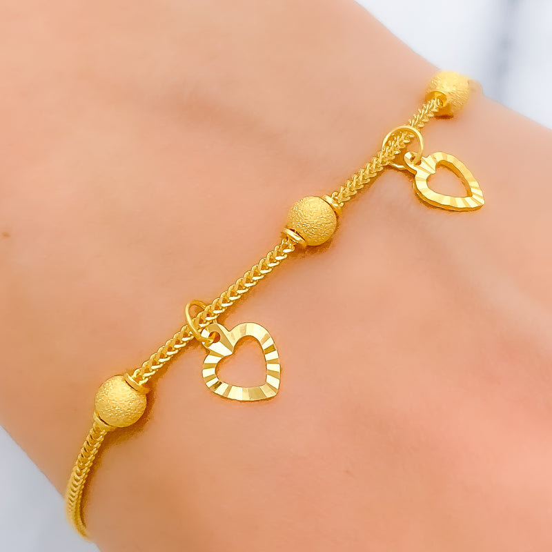 Timeless Heart Charm 22k Gold Bracelet