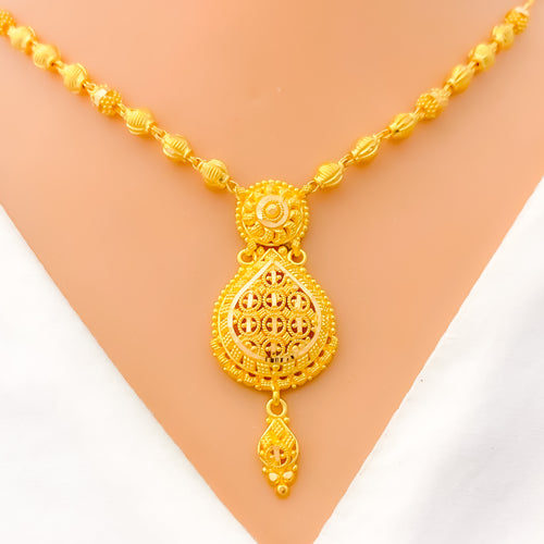 22k-gold-Trendy Dotted Drop Necklace Set