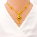 22k-gold-Colorful Diamond Shaped Three Chain Necklace Set