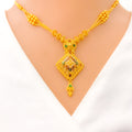22k-gold-Colorful Diamond Shaped Three Chain Necklace Set