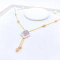 Chic Three-Tone CZ Tassel 22k Gold Necklace