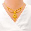 22k-gold-Elegant Dual Chain Crescent Necklace Set