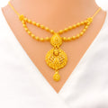 22k-gold-Elegant Dual Chain Crescent Necklace Set