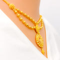 22k-gold-Elegant Dual Chain Crescent Necklace Set