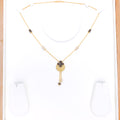 Modern Radiant Blue CZ Clover 22k Gold Necklace