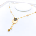 Modern Radiant Blue CZ Clover 22k Gold Necklace