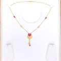 Charming Pink CZ 22k Gold Heart Necklace