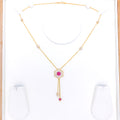 Posh Floral CZ Drop 22k Gold Necklace