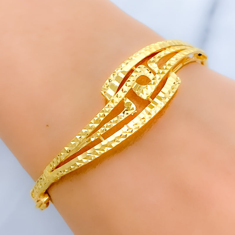 Modern Omega 22k Gold Bangle Bracelet