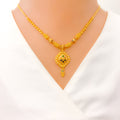 22k-gold-Magnificent Floral Beaded Chain Necklace Set