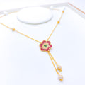 Impressive Multi-Color 22k Gold CZ Necklace