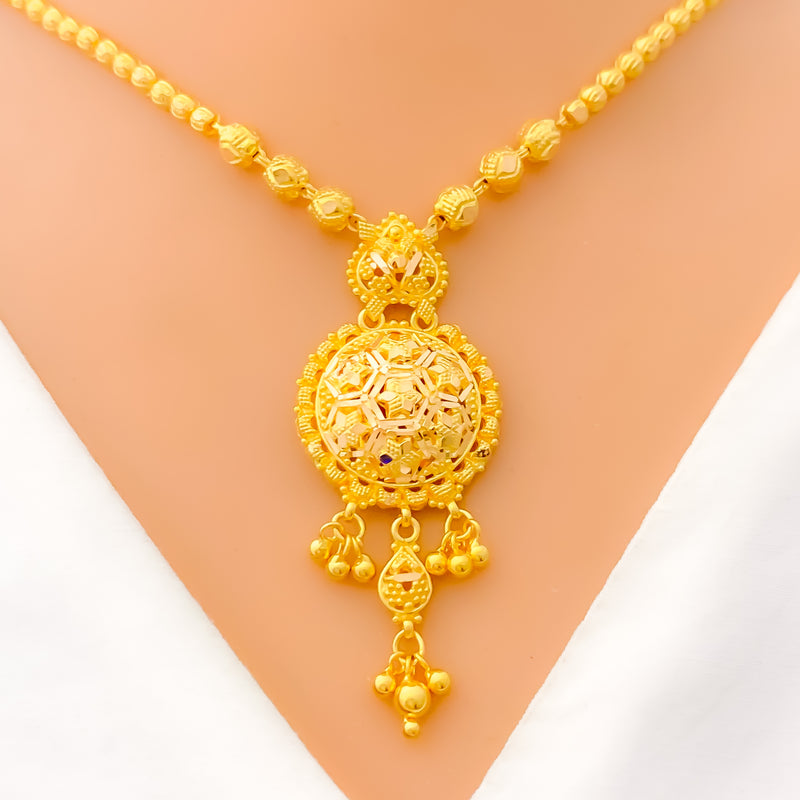 22k-gold-Dressy Honey Comb Mesh Necklace Set