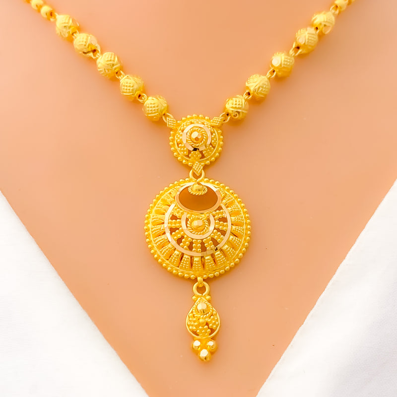 22k-gold-Intricate Dome Crescent Necklace Set