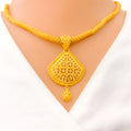 22k-gold-Fancy Rope Necklace Set W/ Detachable Pendant