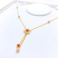 Elegant White Flower CZ 22k Gold Necklace