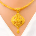 Elevated Flower Adorned Necklace Set W/ Detachable Pendant