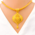 Elevated Flower Adorned Necklace Set W/ Detachable Pendant