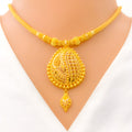 22k-gold-Gorgeous Striped Paisley Necklace Set