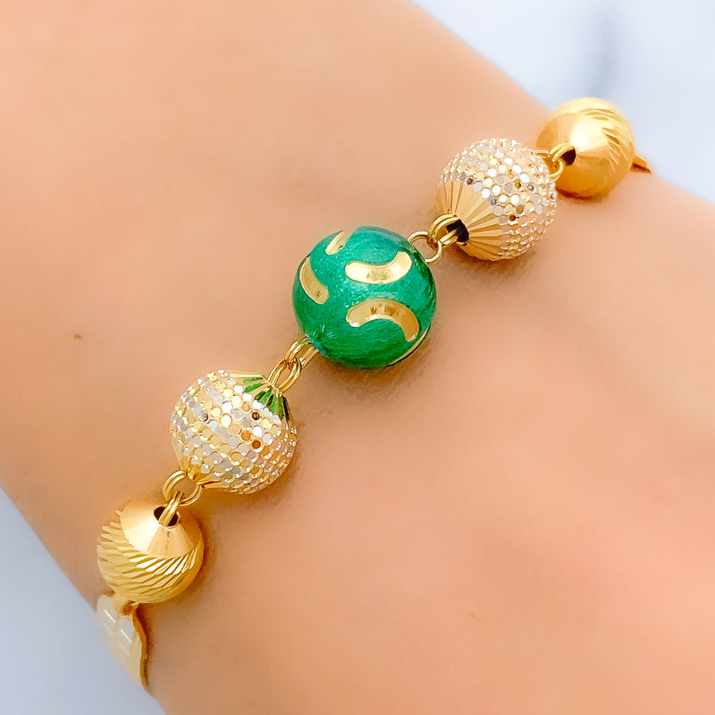 Trendy Unique Enamel 22k Gold Bangle Bracelet