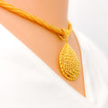 22k-gold-Upscale Paisley Necklace Set W/ Detachable Pendant