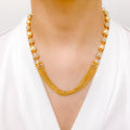 Striking CZ & Pearl Chain Necklace Set