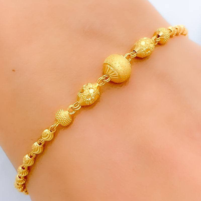 Posh Sand Finish 22k Gold Orb Bracelet