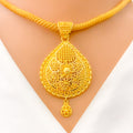 22k-gold-Elegant Floral Rope Necklace Set W/ Detachable Pendant