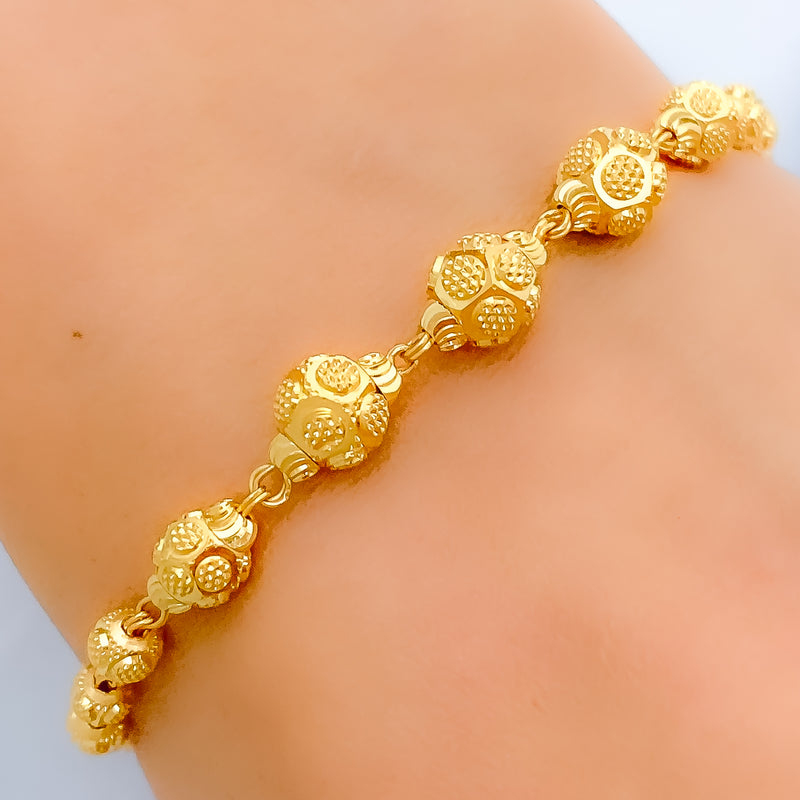 Trendy Engraved 22k Gold Orb Bracelet