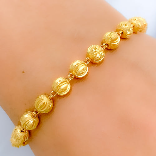 Alternating Sand Finish 22k Gold Bracelet