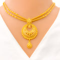 22k-gold-Graceful Dual Chain Chand Necklace Set