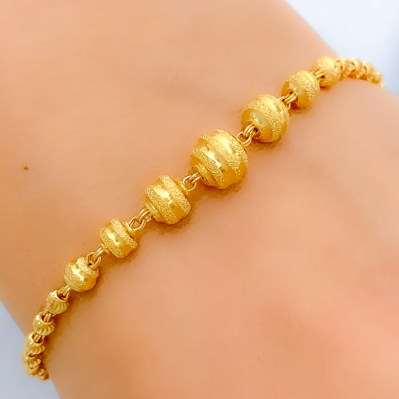 Delightful Textured 22k Gold Stripe Bracelet