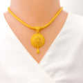 22k-gold-Radiant Round Floral Necklace Set