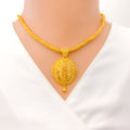 22k-gold- Fancy Oval Necklace Set W/ Detachable Pendant