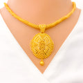 Fancy Oval 22k Gold Necklace Set W/ Detachable Pendant